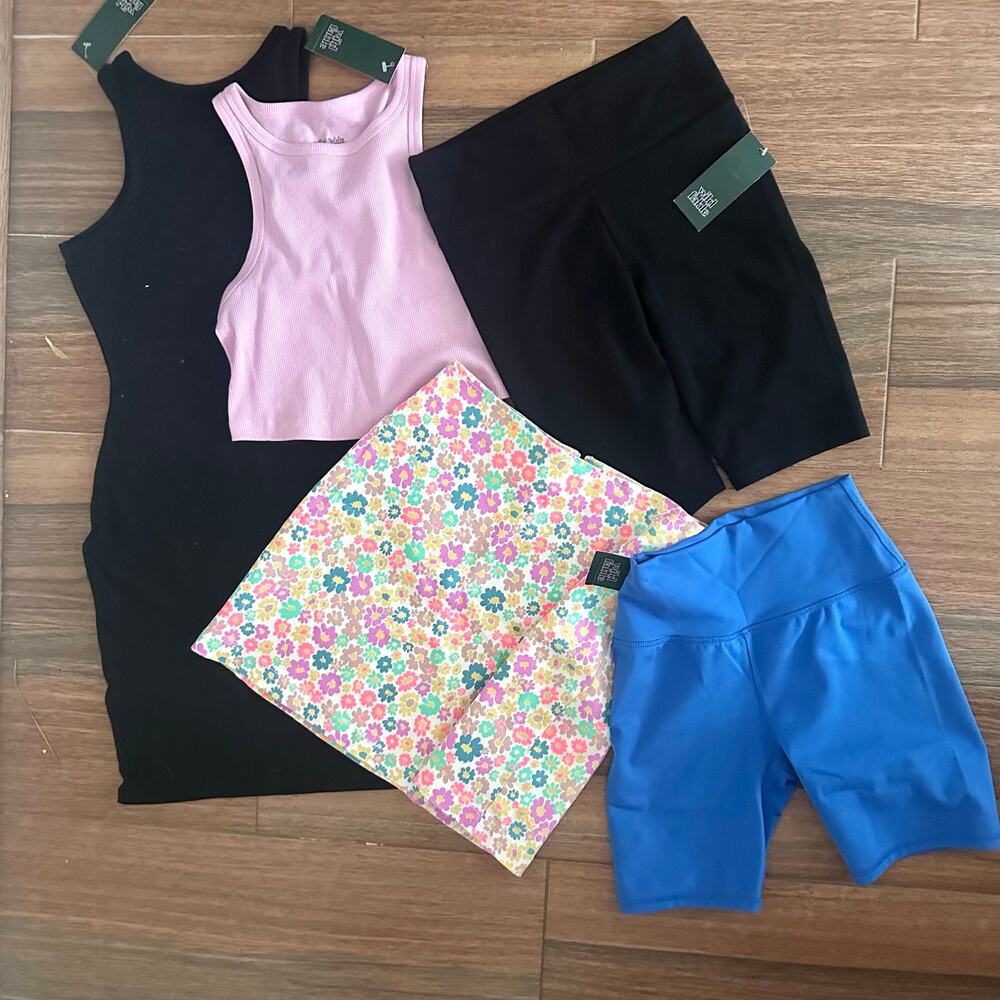 NWT Wild Fable 5 Pc Bundle Dress, Skirt, Crop Top, 2 Biker Shorts, 4 Small 1 XS